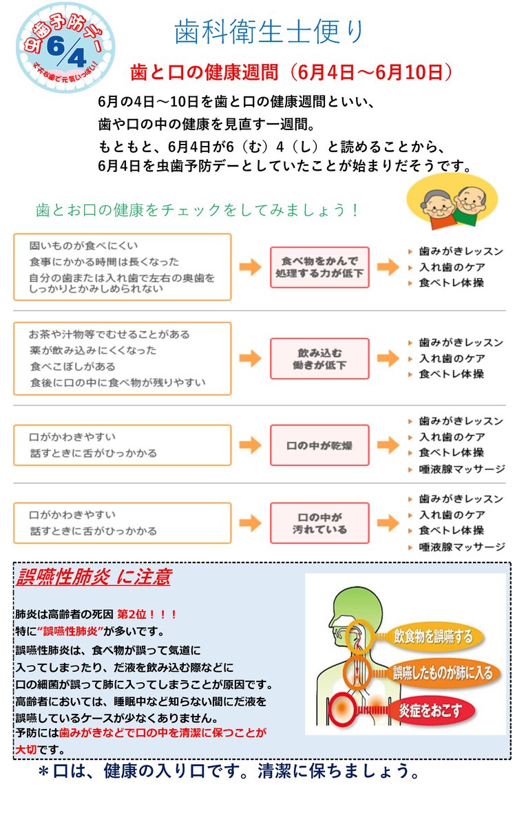 デイケア歯科衛生士便り